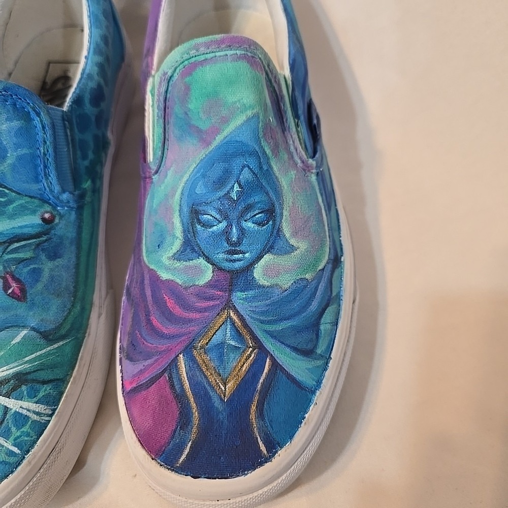Vans Custom Painted The Legend Of Zelda Characters Zora And Fi Shoes Unisex - Picture 3 of 16